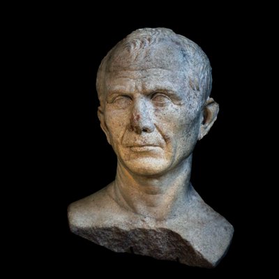 Vermutetes Büste von Caesar, fotografiert in Genf während der temporären Ausstellung Caesar und die Rhone von Unbekannt Unbekannt